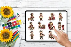 12 Cute Fergus the Christmas Bear Stickers PNG Product Image 2