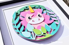 Unicorn. Layered paper design. SVG / PNG / DXF Product Image 3