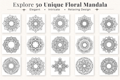 50 Floral Mandala SVG Bundle | Mandala Coloring Pages Product Image 2