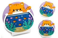 Cat and Fishbowl SVG | 3D Shadowbox Product Image 2