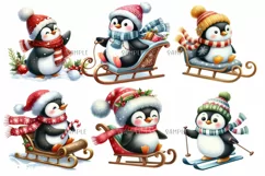 Christmas Penguins Clipart and fussy cuts PNG Product Image 2