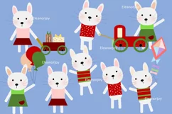 Cute Birthday Bunnies Clipart 50pieces PNGs 300dpi Product Image 2