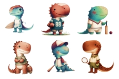 Cute Dinosaur sports Clipart PNG Product Image 2