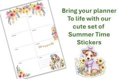 Summer Flower Staffy Puppy Stickers, planner sticker Product Image 3