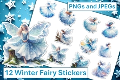 12 Winter Cute Fairy Stickers JPEG &amp; PNG Product Image 1