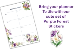 Purple Forest Flower Stickers Stickers, PNGs Product Image 3
