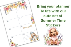 Summer Flower Dachshund Puppy Stickers, planner sticker Product Image 3