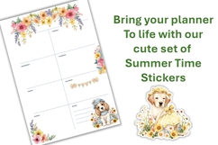 Summer Flower Labrador Puppy Stickers, planner stickers Product Image 3
