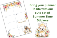 Summer Flower French Bulldog Puppy Stickers, planner sticker Product Image 3