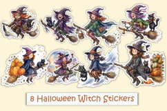 8 Halloween Witch stickers PNGs Product Image 1