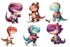 Cute Dinosaur sports Clipart PNG Product Image 3