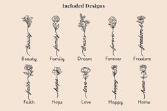 Inspirational Floral Word SVG Bundle - 10 Flower Designs Product Image 3