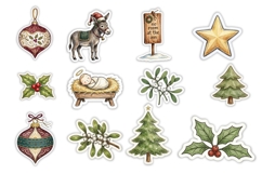 24 Christmas Nativity Stickers PNGs Product Image 3