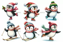 Christmas Penguins Clipart and fussy cuts PNG Product Image 3