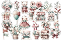 Shabby Chic Planner Stickers Kit 106 Items, PNGs Product Image 4