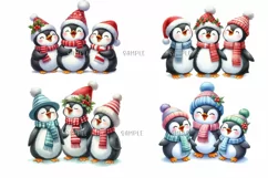 Christmas Penguins Clipart and fussy cuts PNG Product Image 4