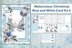 Watercolour Christmas Blue Village Card Making Kit 4 Product Image 1