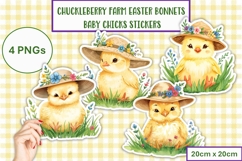 Cute Easter Bonnet Chicks Stickers at Chuckleberry Farm PNGs Product Image 1
