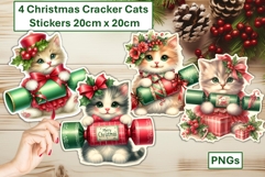 4 Cute Christmas Cracker Cats Stickers PNG Product Image 1