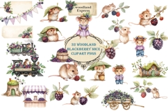 Cute Woodland Blackberry Mice Clipart PNG and JPEG Product Image 1