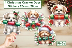 4 Cute Christmas Cracker Dogs Stickers PNG Product Image 1