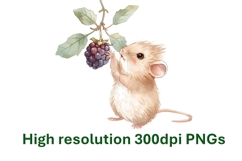 Cute Woodland Blackberry Mice Clipart PNG and JPEG Product Image 2