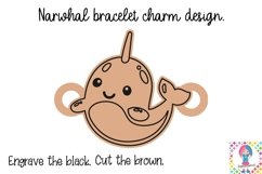 Narwhal bracelet charm, laser cutting design. Product Image 2