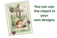 Cute Woodland Blackberry Mice Clipart PNG and JPEG Product Image 3