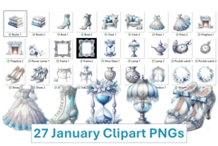 27 January Winter vintage clipart PNGs Product Image 1