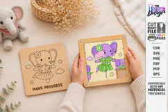 Wooden Sliding Puzzle Laser Cut | Montessori | Elephant SVG Product Image 1