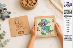 Wooden Sliding Puzzle Laser Cut | Montessori | Raccoon SVG Product Image 1