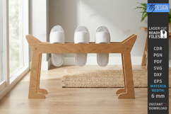 Wooden Slipper Stand Laser Cut | Guest Shoe Rack SVG | CNC Product Image 1