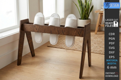 Wooden Slipper Stand Laser Cut | Guest Shoe Rack SVG | CNC Product Image 1