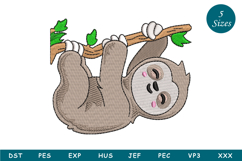 Sleeping Sloth Machine Embroidery Product Image 1