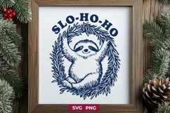 Funny Sloth Christmas SVG | SLO-HO-HO Sloth Cute PNG Design Product Image 1