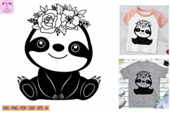Cute Baby Sloth with Flower Svg, Sloth Svg, Flower Animal Product Image 1