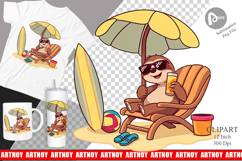 Summer Sloth Clipart Product Image 1