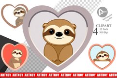 Clipart Heart Sloth Product Image 1