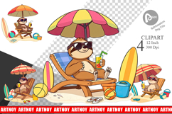 Summer Sloth Clipart Product Image 1