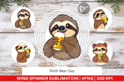Wind Spinner Sloth Beer Day Product Image 1