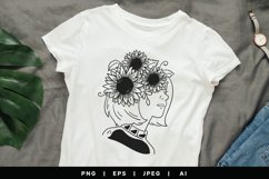 Bob Haired Girl with Sunflowers Covering Her Hair Product Image 1