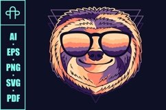 Sloth colorful wearing a eyeglasses vector illustration Product Image 3
