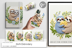 Digital Paper Sloth Embroidery Product Image 1