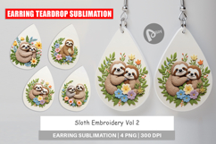 Earring Sloth Embroidery Product Image 1