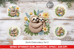 Wind Spinner Sloth Embroidery Product Image 1