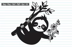 Sloth Svg, Baby Sloth flower svg, Flower Animal svg. Product Image 1