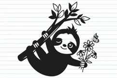 Sloth Svg, Baby Sloth flower svg, Flower Animal svg. Product Image 8