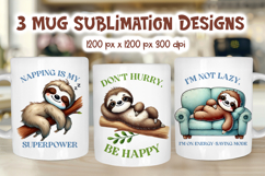 Lazy Sloth Mug Wraps | Funny Napping Sublimation PNG Product Image 1