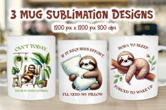 Funny Sloth Mug Wraps | Too Busy Doing Nothing PNG Product Image 1