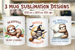 Funny Sloth Mug Wraps | Sleeping and Halloween PNG Product Image 1